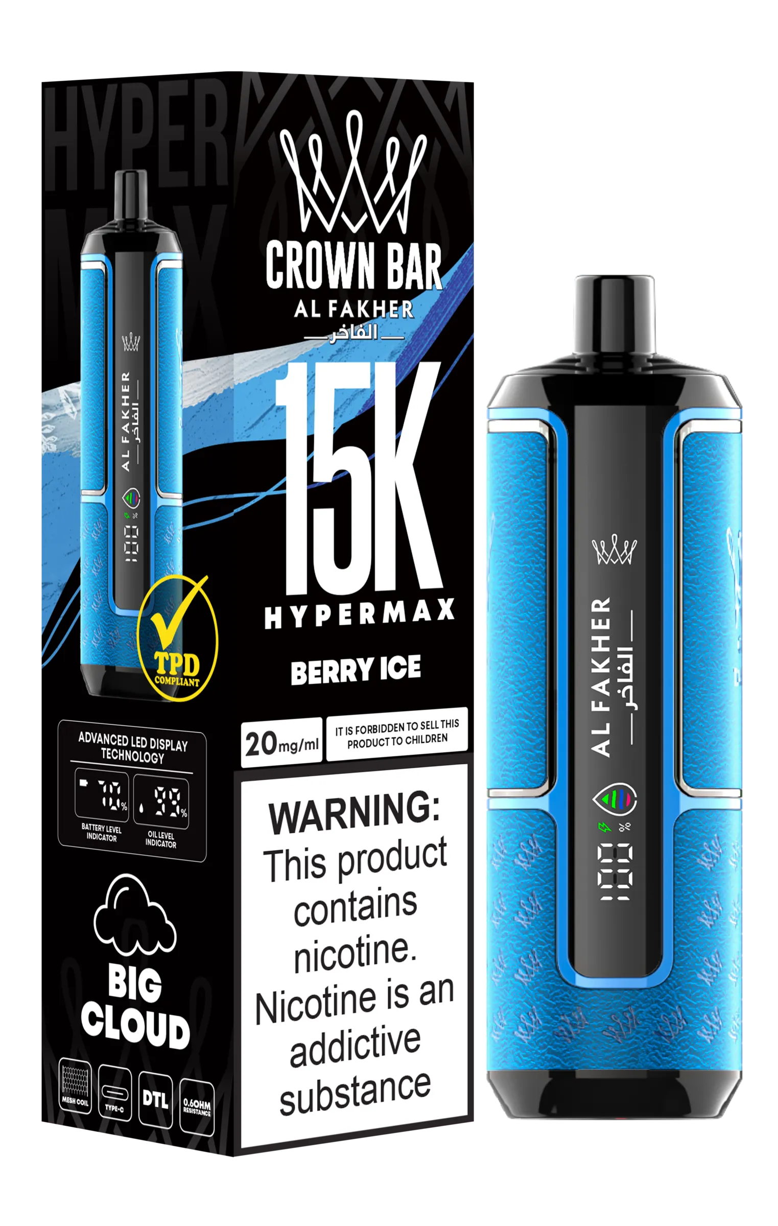 Berry Ice Al Fakher Crown Bar Big Cloud 15K Disposable Vape