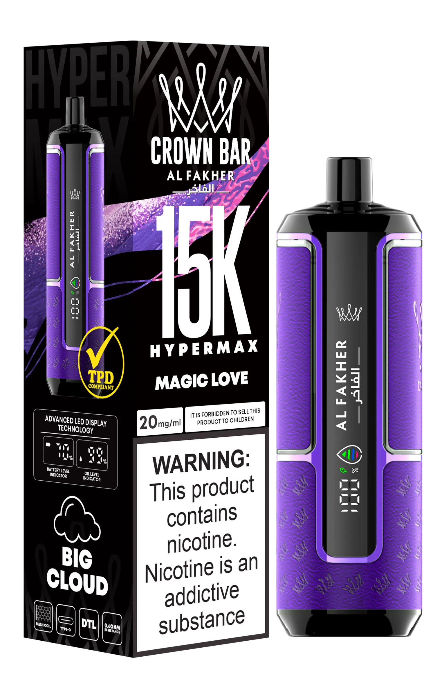 Magic Love Al Fakher Crown Bar Big Cloud 15K Disposable Vape