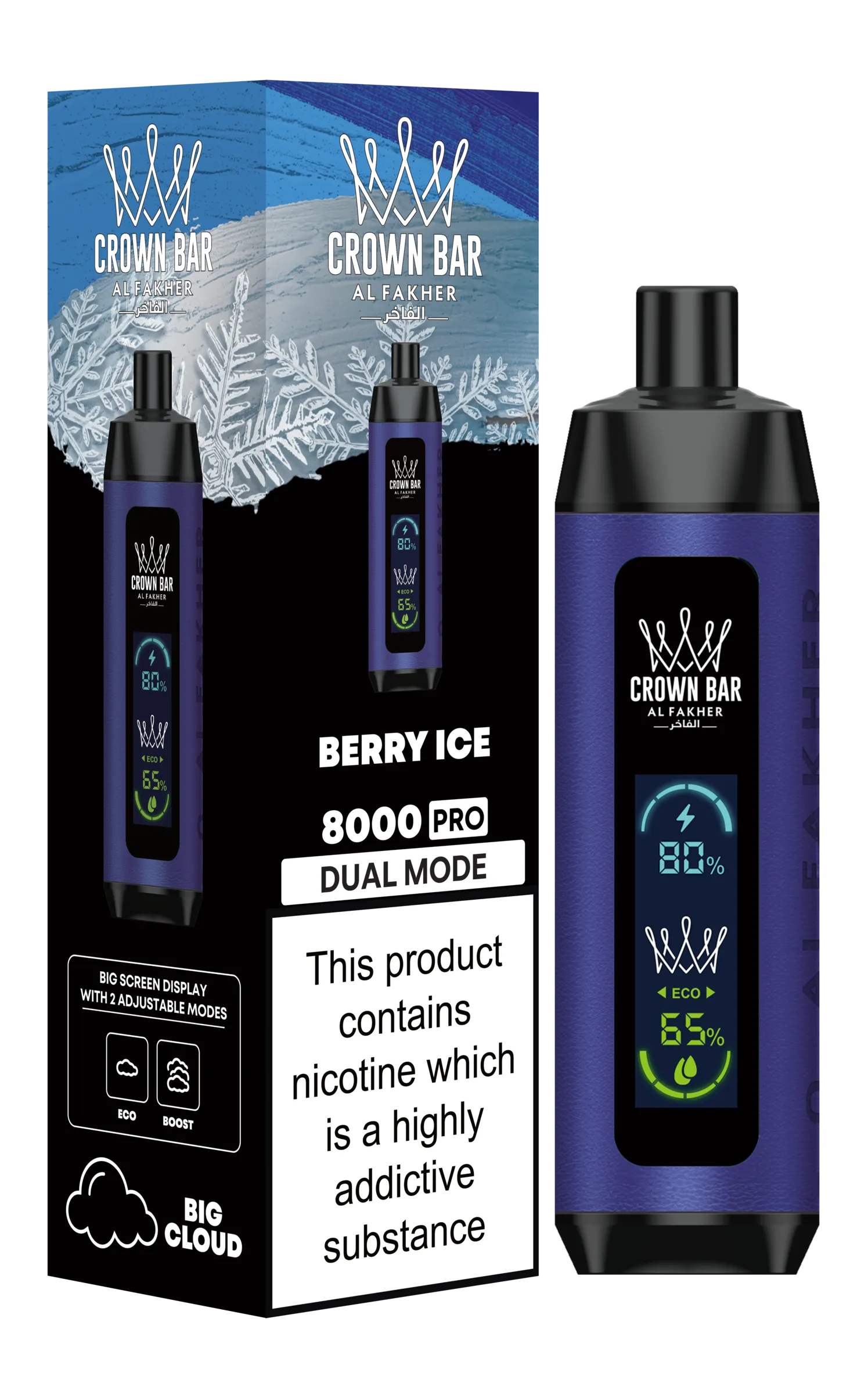 Grape Berry Al Fakher Crown Bar 8K Pro Dual Mode Disposable Vape