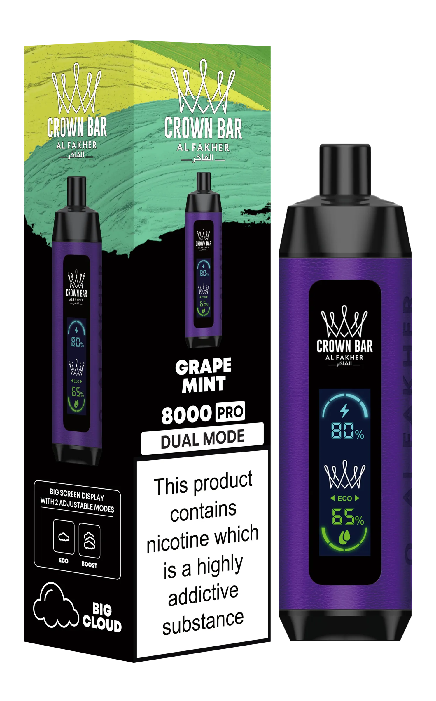Grape Mint Al Fakher Crown Bar 8K Pro Dual Mode Disposable Vape