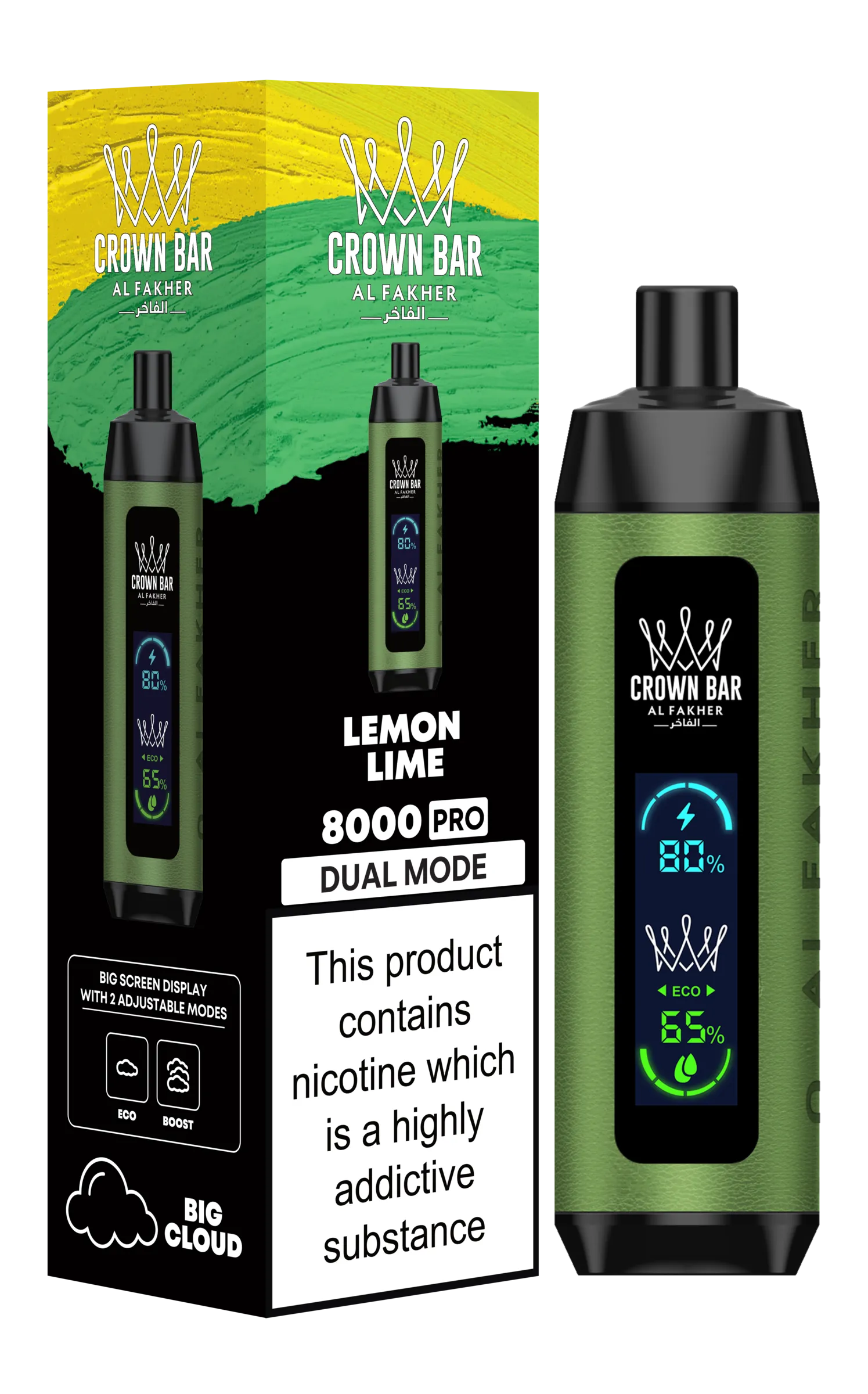 Lemon Lime Al Fakher Crown Bar 8K Pro Dual Mode Disposable Vape