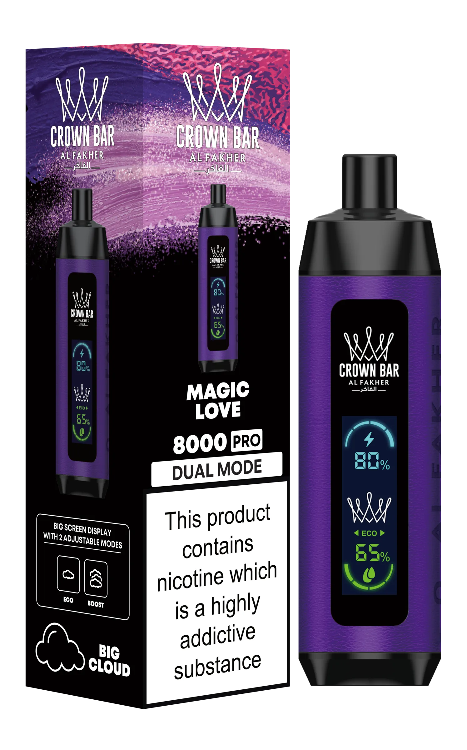 Love 66 Al Fakher Crown Bar 8K Pro Dual Mode Disposable Vape