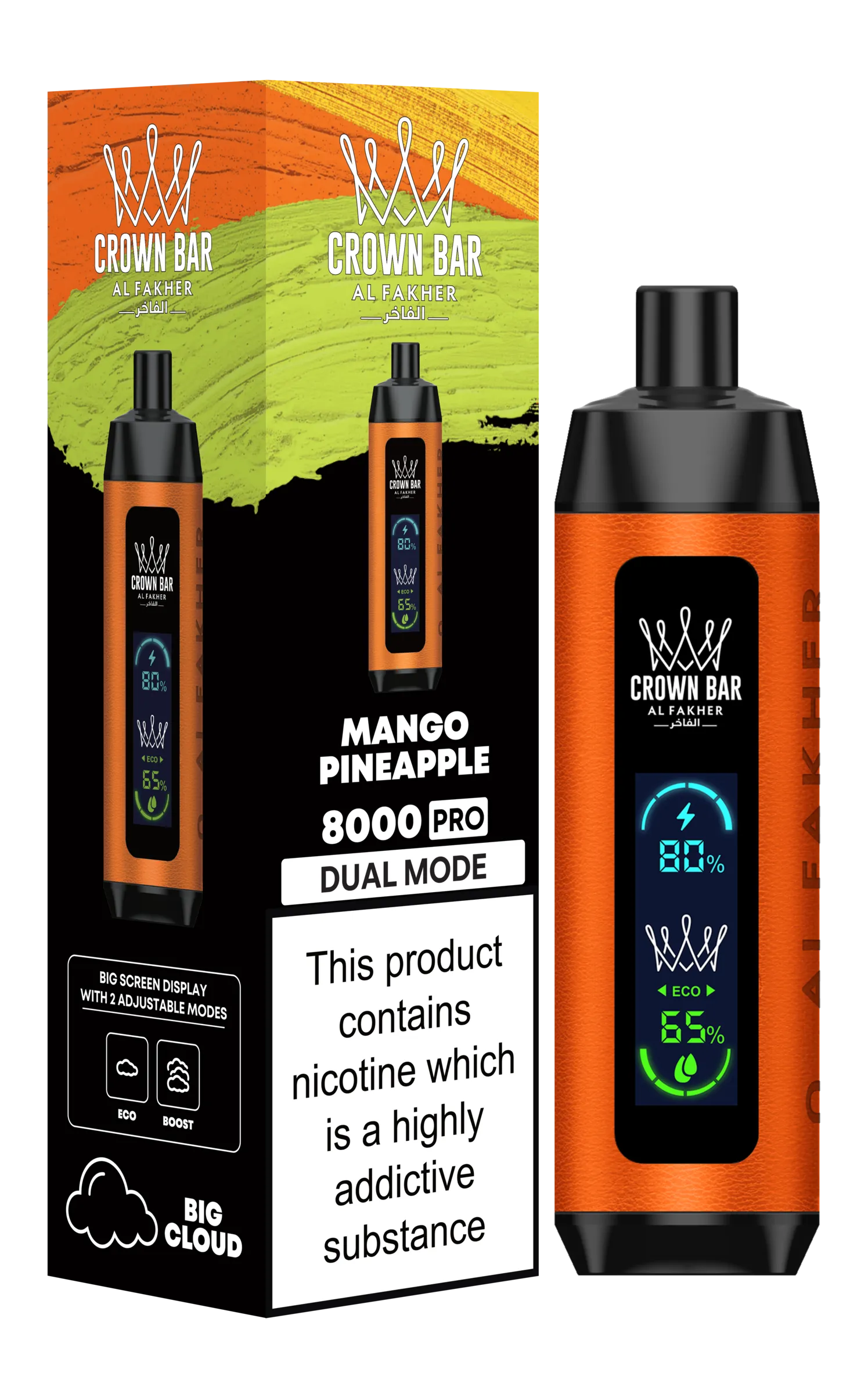 Watermelon Pineapple Al Fakher Crown Bar 8K Pro Dual Mode Disposable Vape