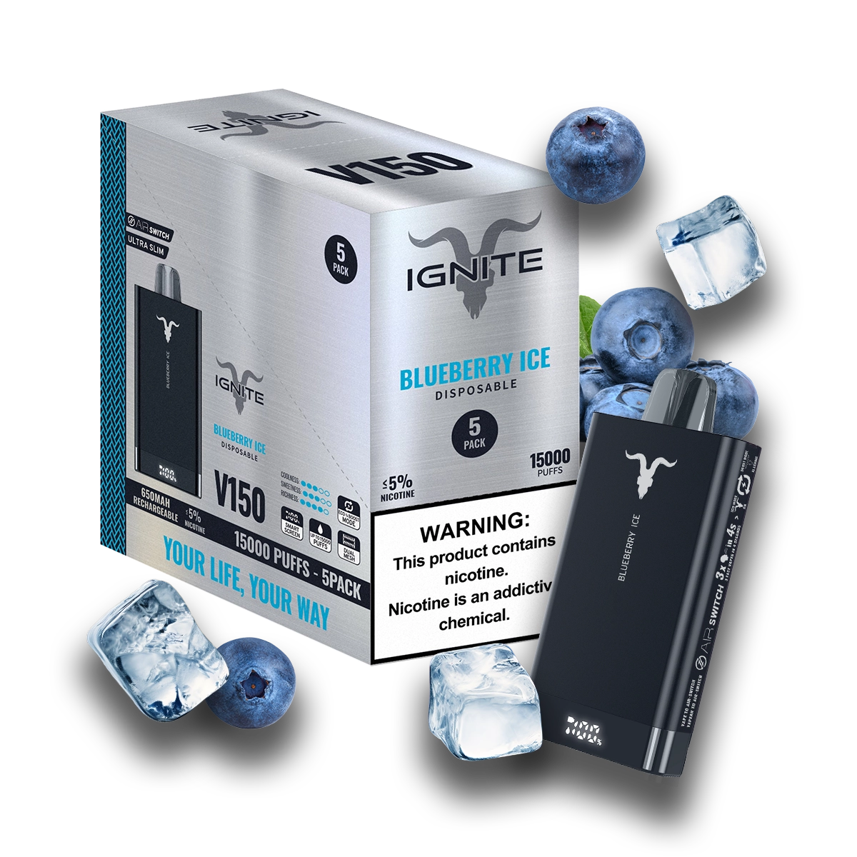 Blueberry Ice Ignite V150 15K Disposable Vape