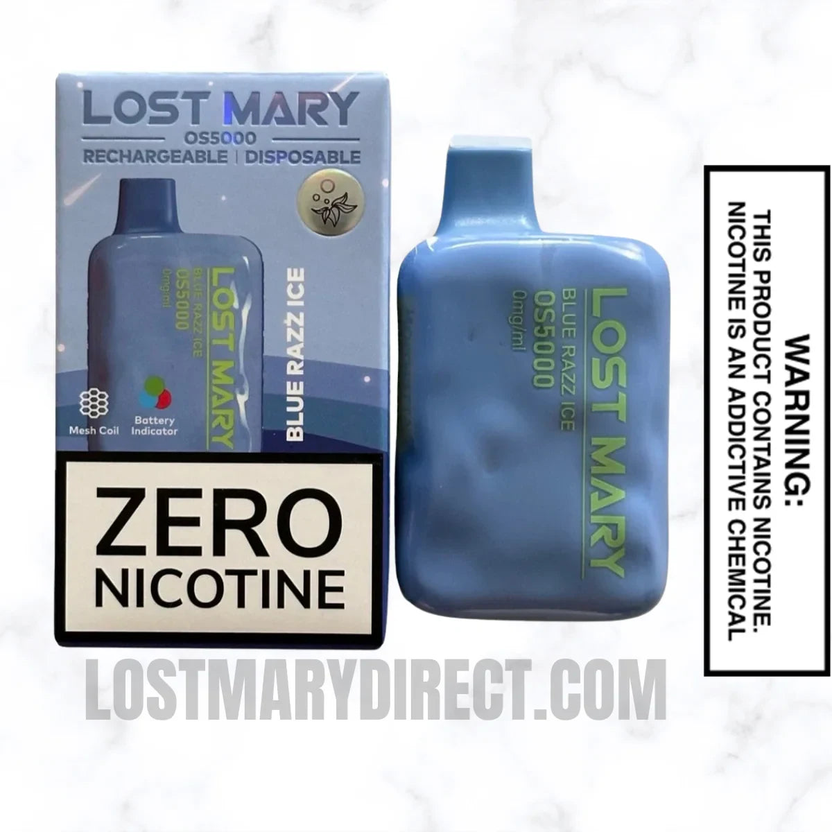 BLUE RAZZ ICE Lost Mary OS5000 0% Disposable Vape