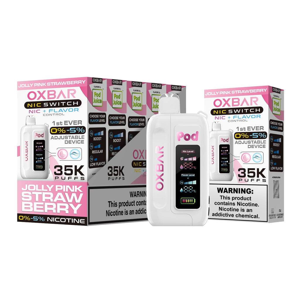Jolly Pink Strawberry OXBAR x Pod Juice Nic Switch 35K Disposable Vape Pod