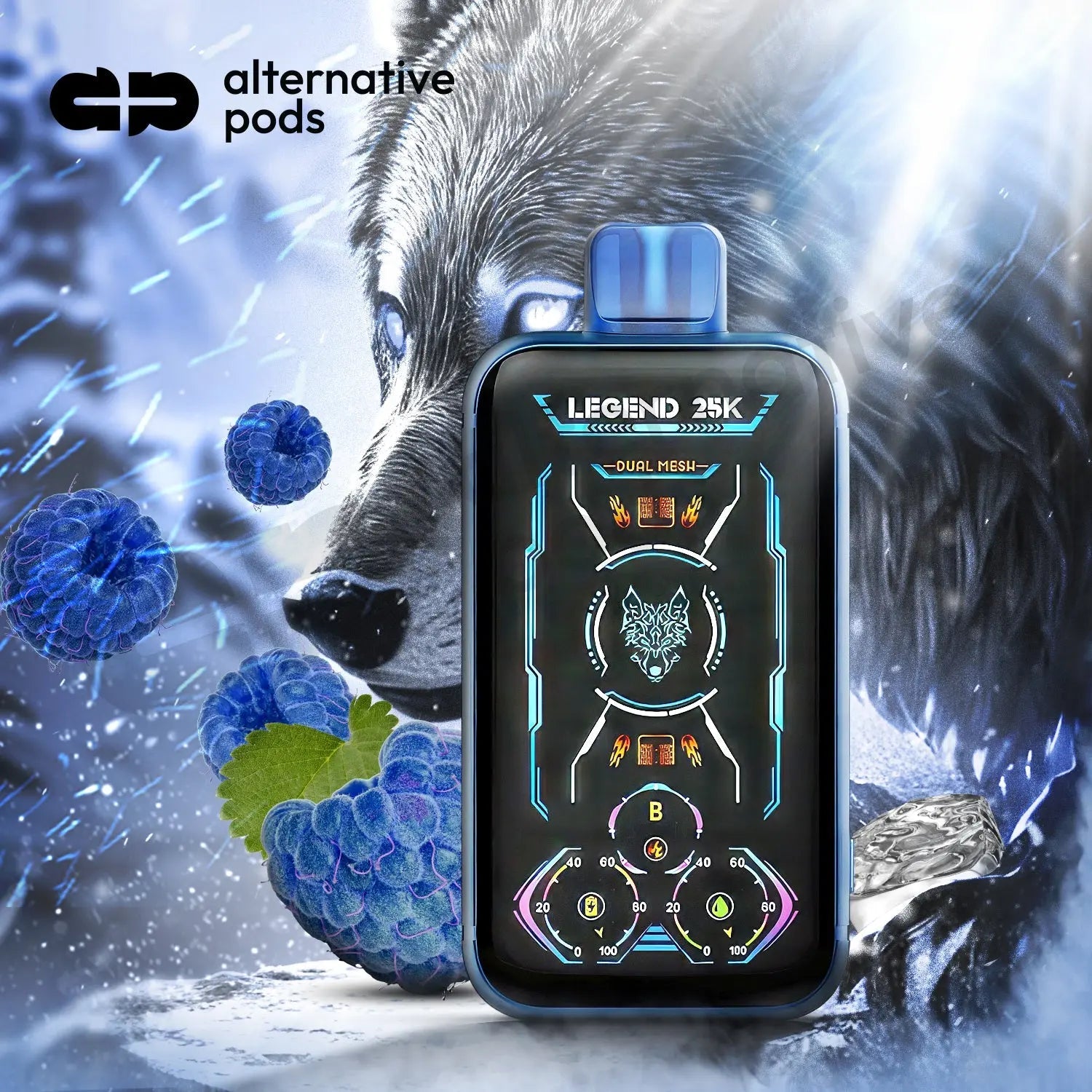 BLUE RAZZ ICE Lucky Wolf Legend 25K Disposable Vape Pod