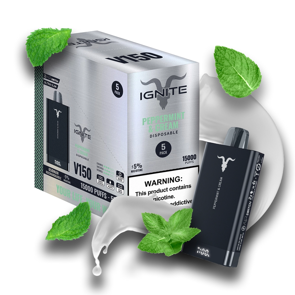Peppermint & Cream Ignite V150 15K Disposable Vape