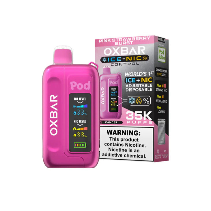 Pink Strawberry Burst (Cancer) OXBAR Ice-Nic Control 35K Disposable Vape