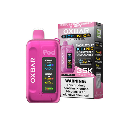 Pink Strawberry Burst (Cancer) OXBAR Ice-Nic Control 35K Disposable Vape