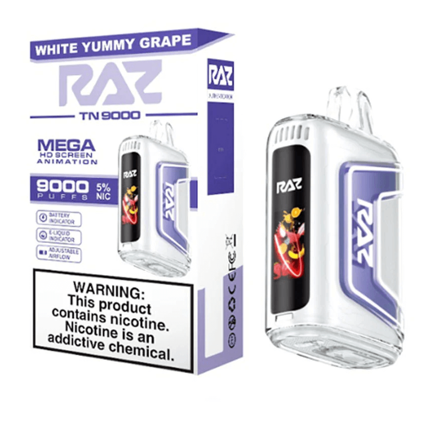 White Yummy Grape RAZ TN9000 Disposable Vape