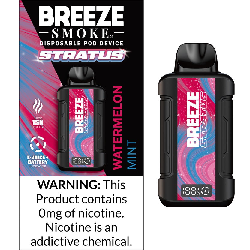 WATERMELON MINT Breeze Stratus 15K 0% Disposable Vape