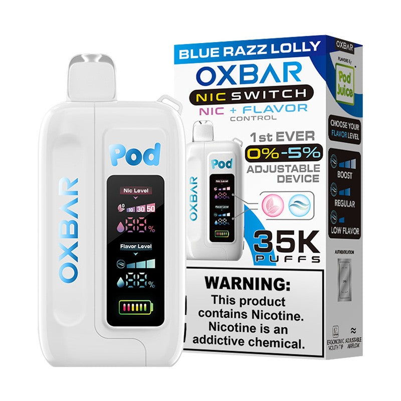 Blue Razz Lolly OXBAR x Pod Juice Nic Switch 35K Disposable Vape Pod