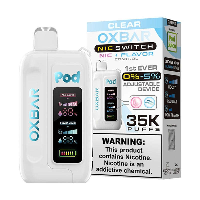 Clear OXBAR x Pod Juice Nic Switch 35K Disposable Vape Pod