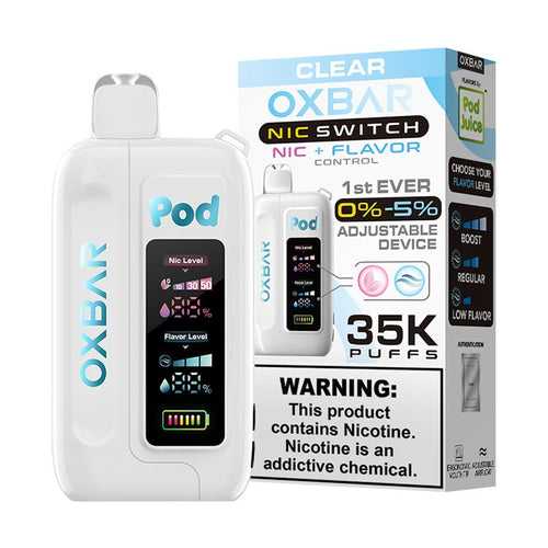 Clear OXBAR x Pod Juice Nic Switch 35K Disposable Vape Pod