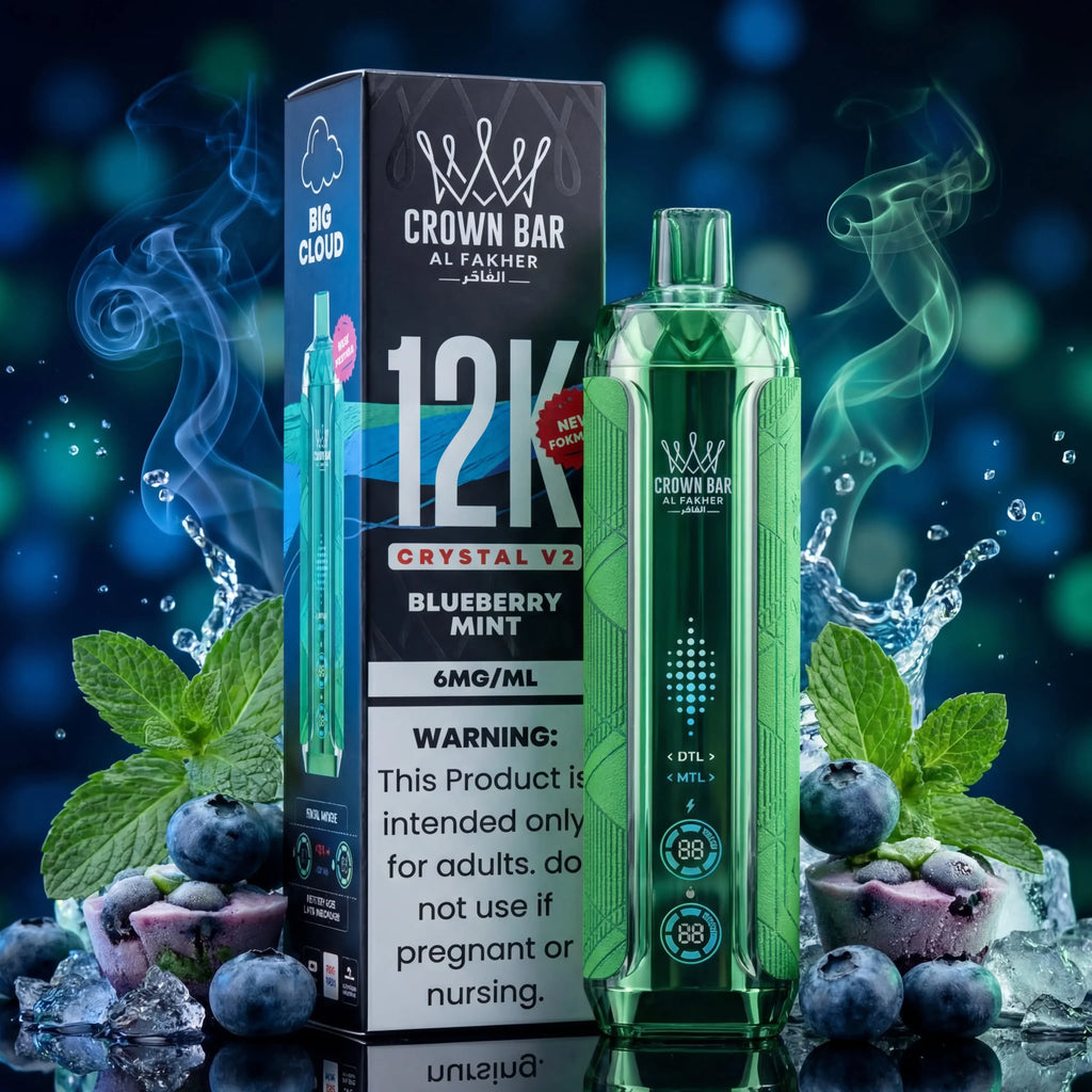 Blueberry Gum Crown Bar Al Fakher 12K Crystal V2 Metatine Disposable Vape