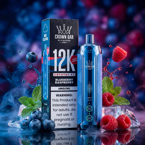 Blueberry Raspberry Crown Bar Al Fakher 12K Crystal V2 Metatine Disposable Vape