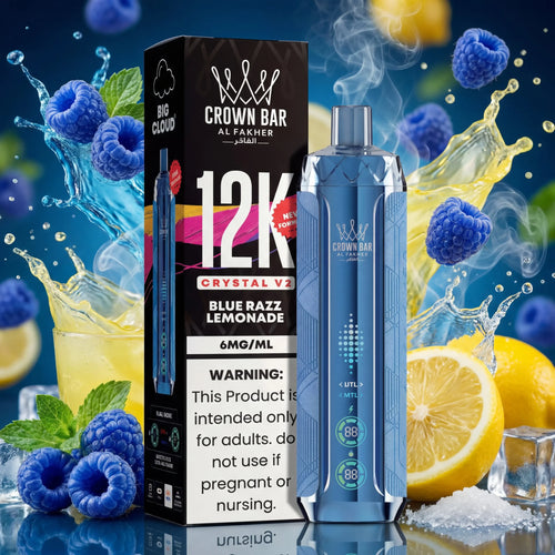 BLUE RAZZ LEMONADE Crown Bar Al Fakher 12K Crystal V2 Metatine Disposable Vape