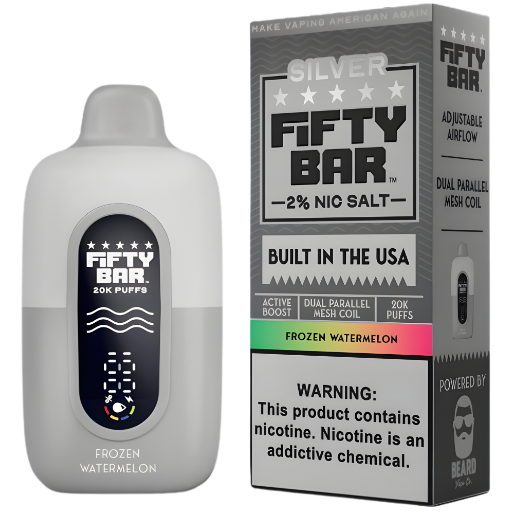 Frozen Watermelon Fifty Bar Silver 2% Disposable Vape