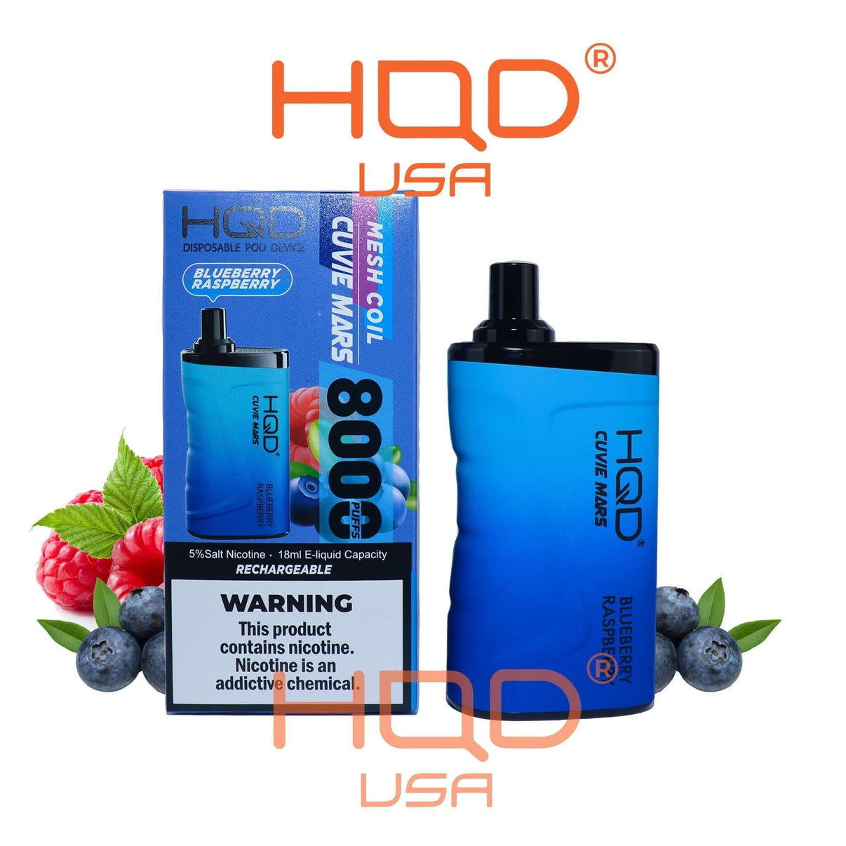 Blueberry Raspberry HQD Cuvie Mars 8K Disposable Vape