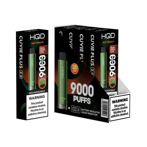 Mint Tobacco HQD Cuvie Plus 2.0 - 9K Disposable Vape