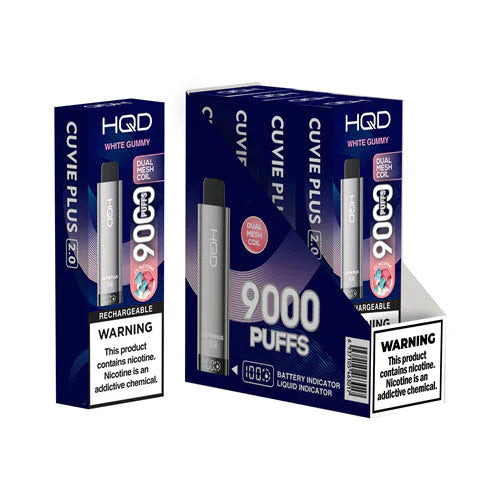 White Gummy HQD Cuvie Bar 7K Disposable Vape