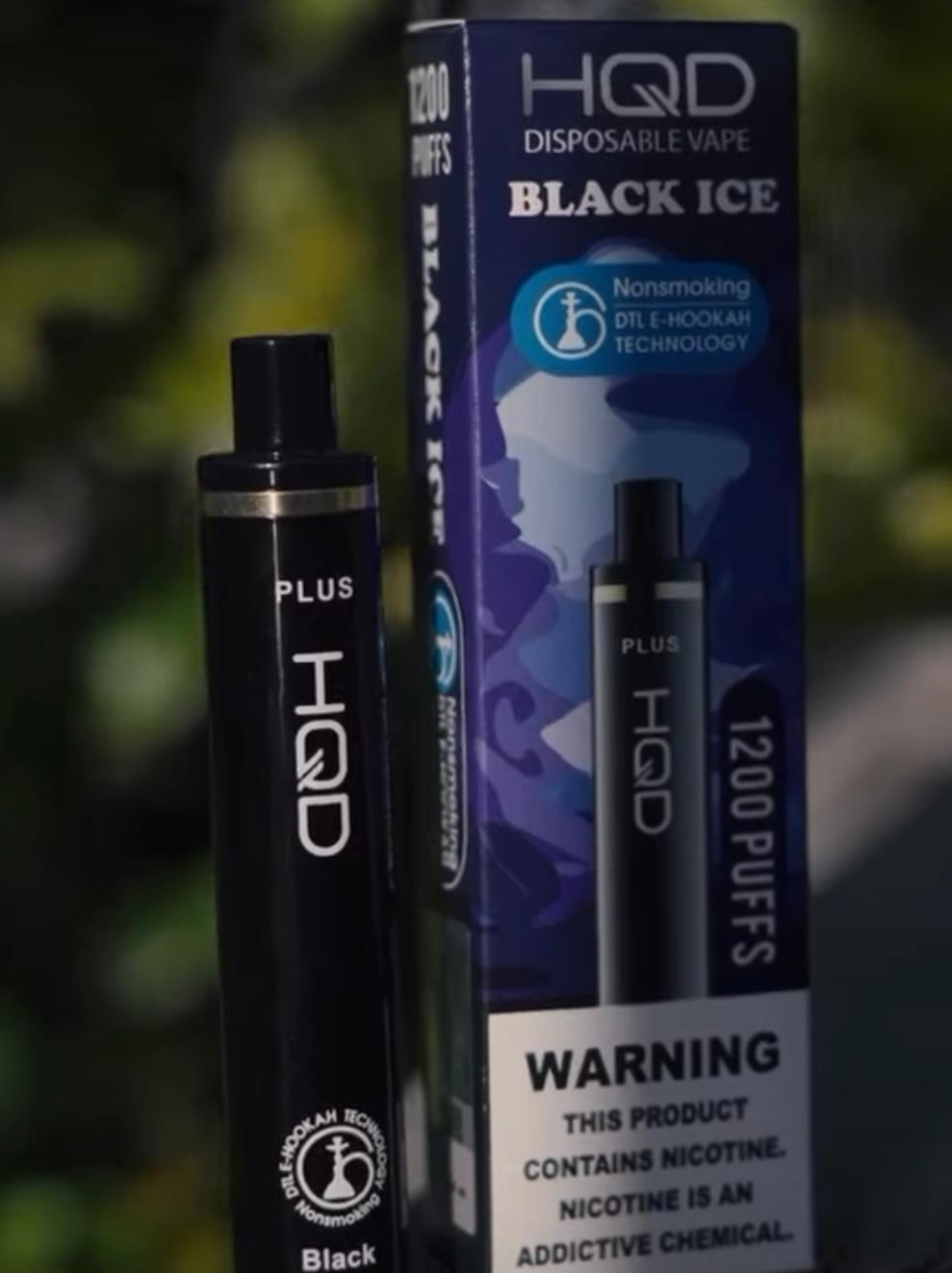 Black Ice HQD Cuvie Plus DTL E-Hookah 1200 Puffs Disposable Vape