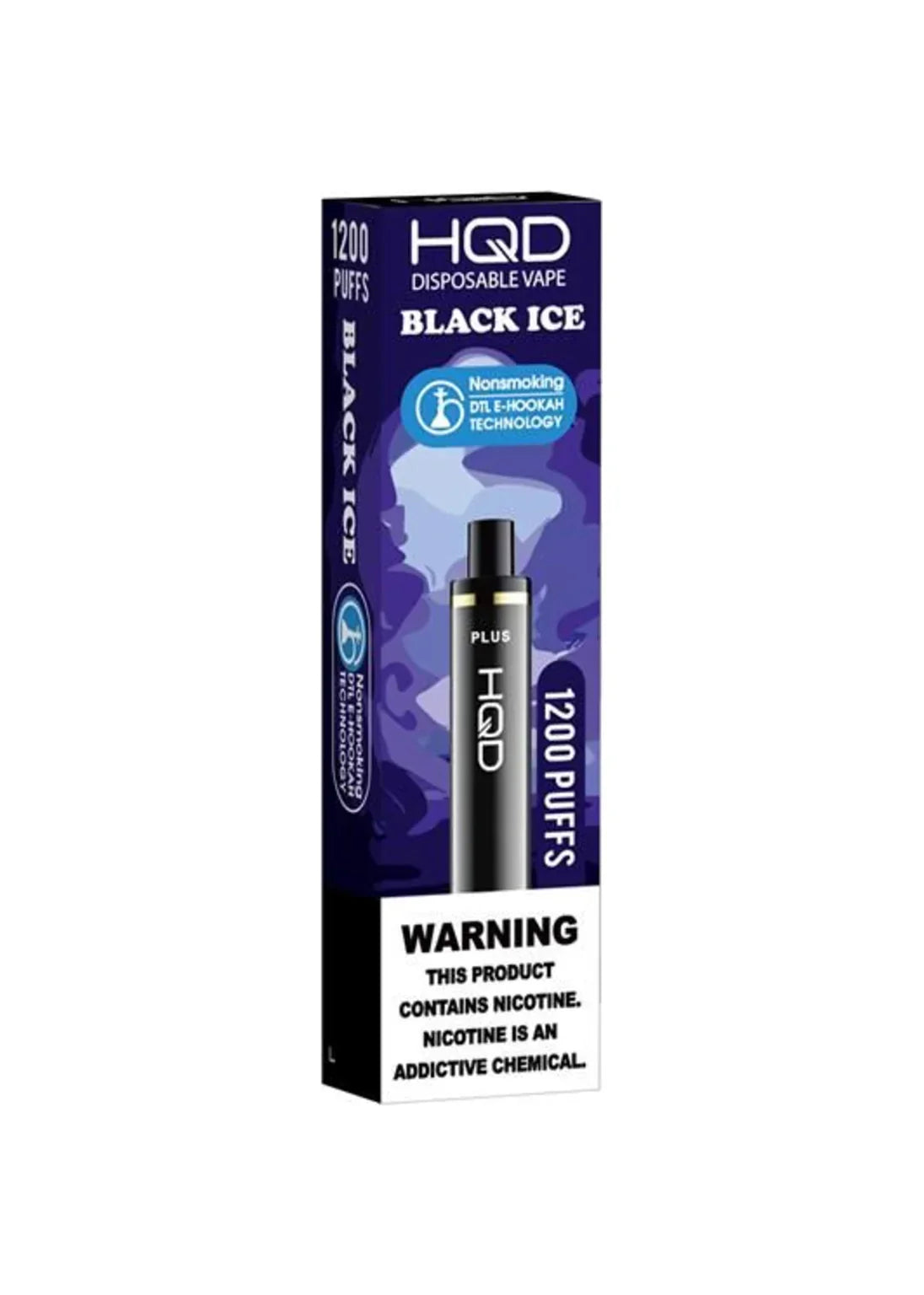 Black Ice HQD Cuvie Plus DTL E-Hookah 1200 Puffs Disposable Vape