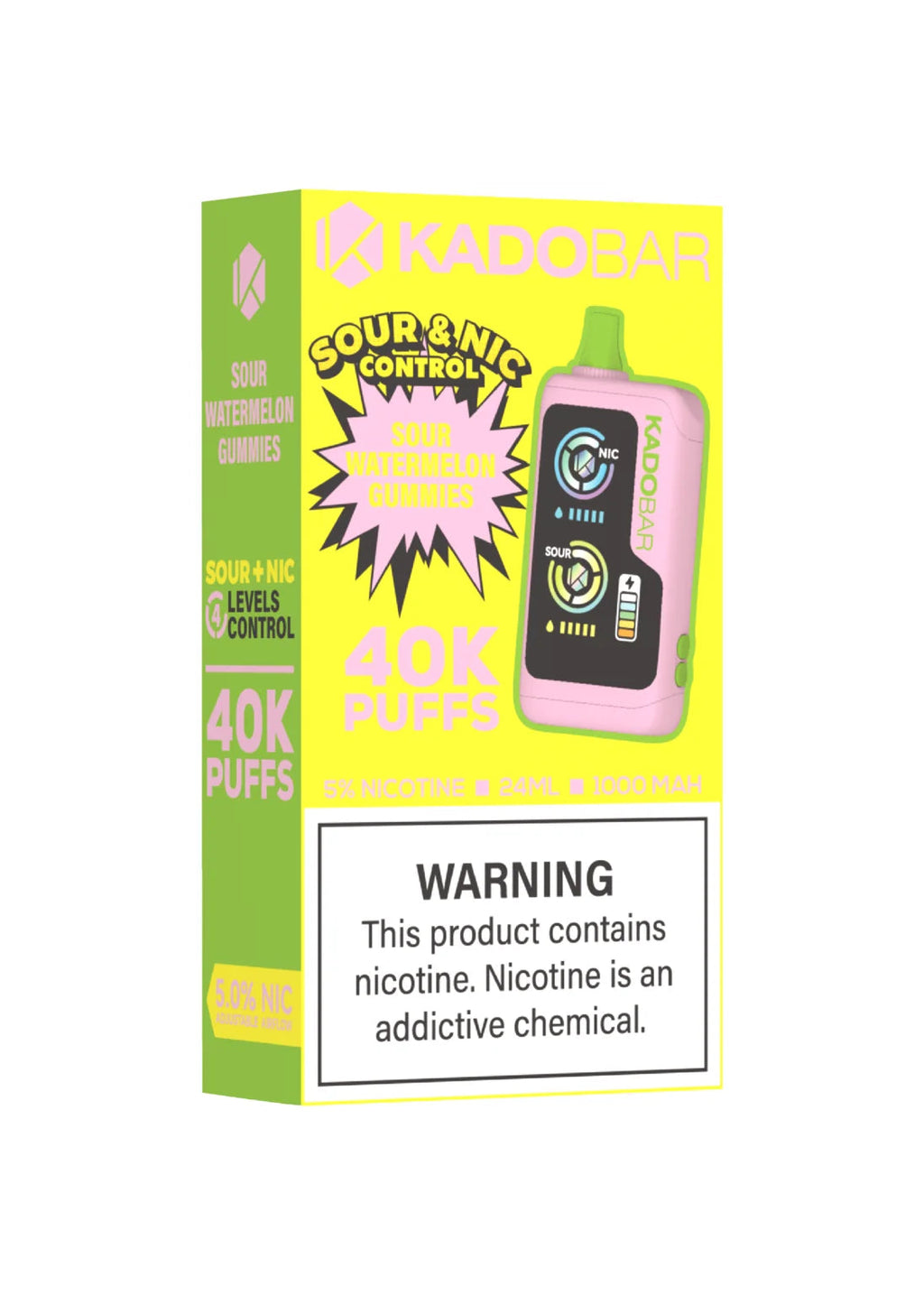 Watermelon Gummies Kado Bar Sour and Nic Control 40K Disposable Vape