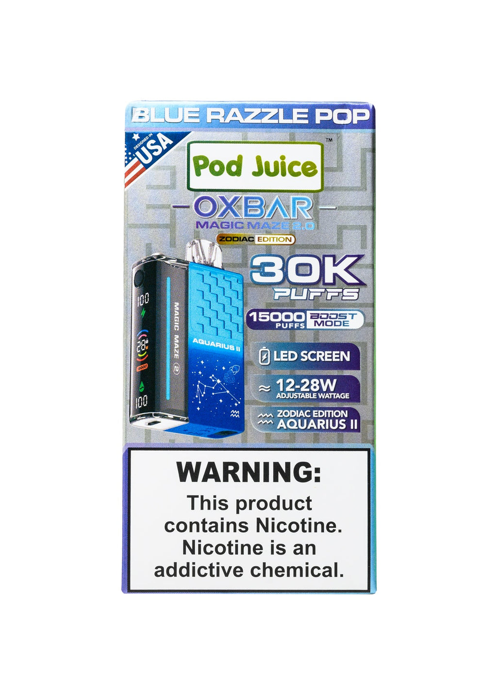 Blue Razzle Pop (Aquarius II) OXBAR Magic Maze 2.0 Zodiac 30K Disposable Vape