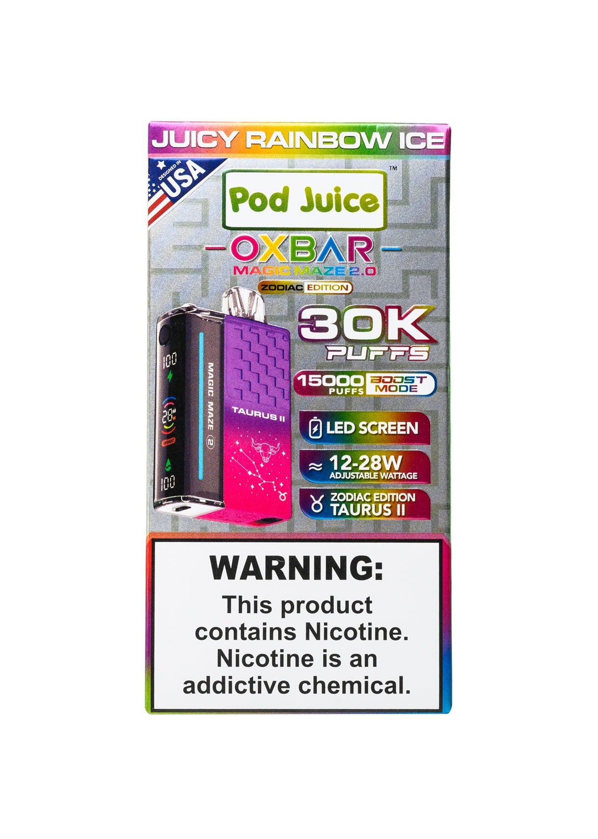 Juicy Rainbow Ice (Taurus II) OXBAR Magic Maze 2.0 Zodiac 30K Disposable Vape