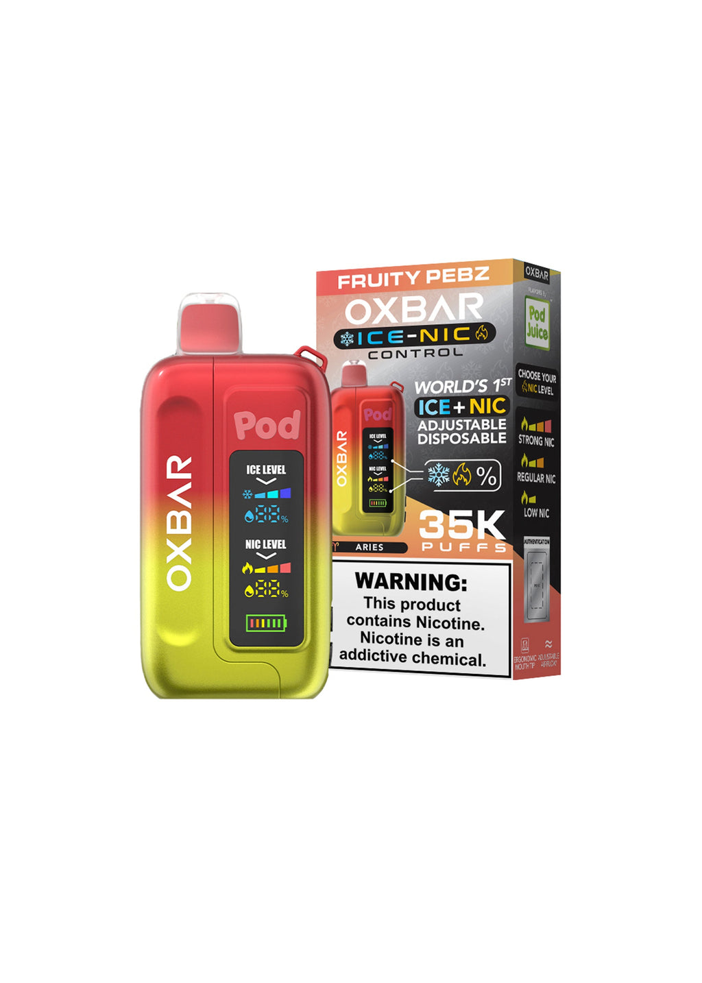Fruity Pebz (Aries) OXBAR Ice-Nic Control 35K Disposable Vape