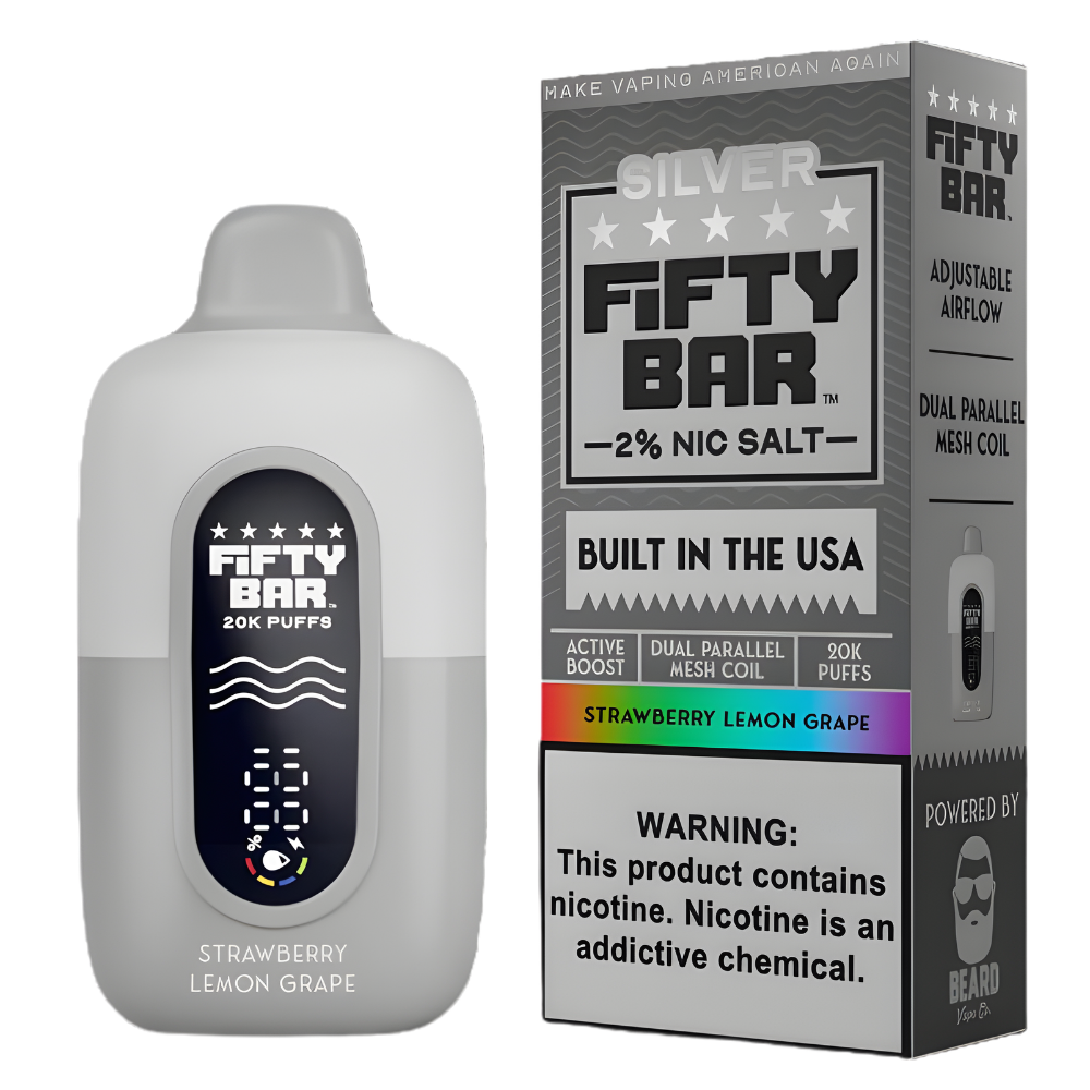 Strawberry Lemon Grape Fifty Bar Silver 2% Disposable Vape